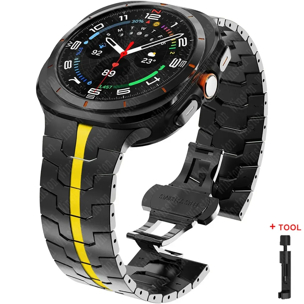Heavy-Duty Armor Metal Watch Strap, Adjustable Stainless Steel Bracelet