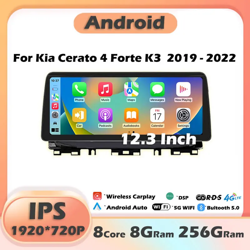 

12.3 Inch Android 13 1920*720P For Kia Cerato 4 Forte K3 2019 - 2022 Car Multimedia Player Stereo BT Carplay Wifi OEM Style Unit