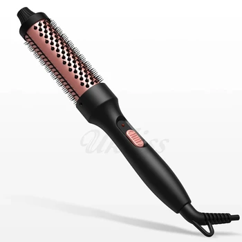 Spazzola termica 3 in 1 Spazzola per ferro arricciacapelli riscaldata Spazzola per bigodino per capelli in ceramica Spazzola volumizzante Pettine arricciacapelli Doppia spazzola per arricciatura PTC 1