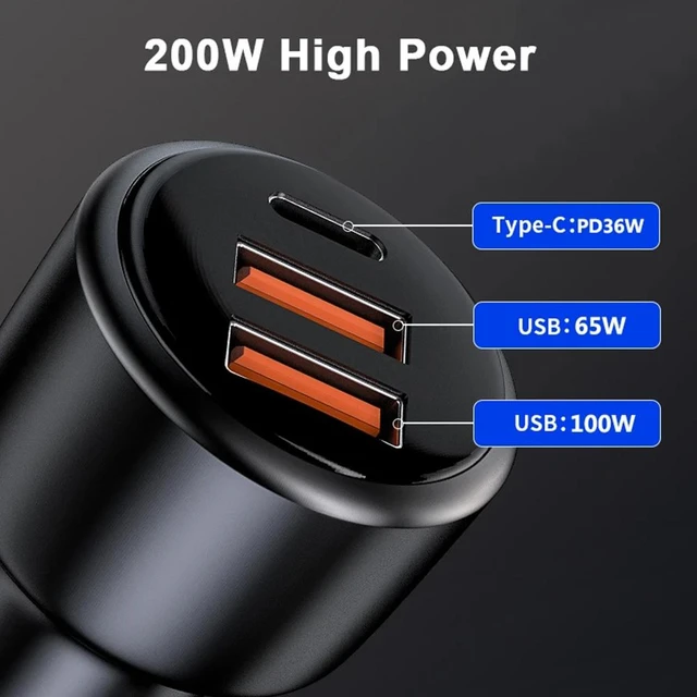 200w usb c auto ladegerät 3-port 100w sfc schnell ladung 65w supervooc 2,0  pd 36w schnell ladegerät für iphone 13 honor oppo - AliExpress