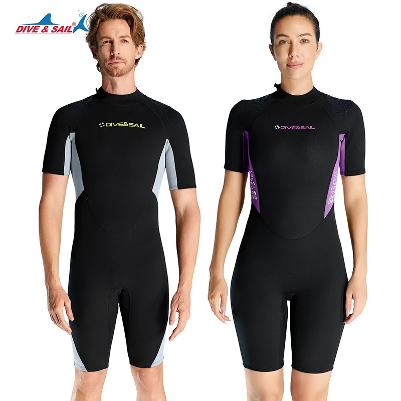 

3mm Neoprene Diving Suit Warm Men Wetsuit Surf Women Short-sleeved One-piece Wetsuit Snorkeling Swimwear Equip