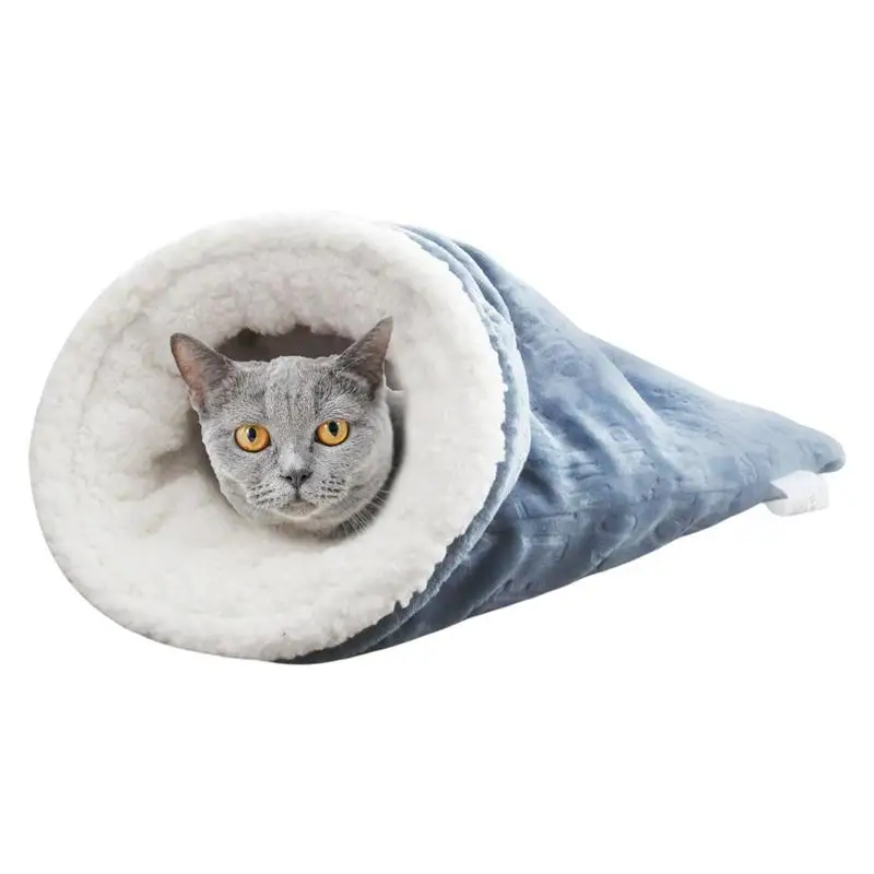 

Pet Cat Sleeping Bag | Soft Shelter Self-Warming Cat Bag Washable Plush | Winter Warm Bed With Cave Design For Balconies