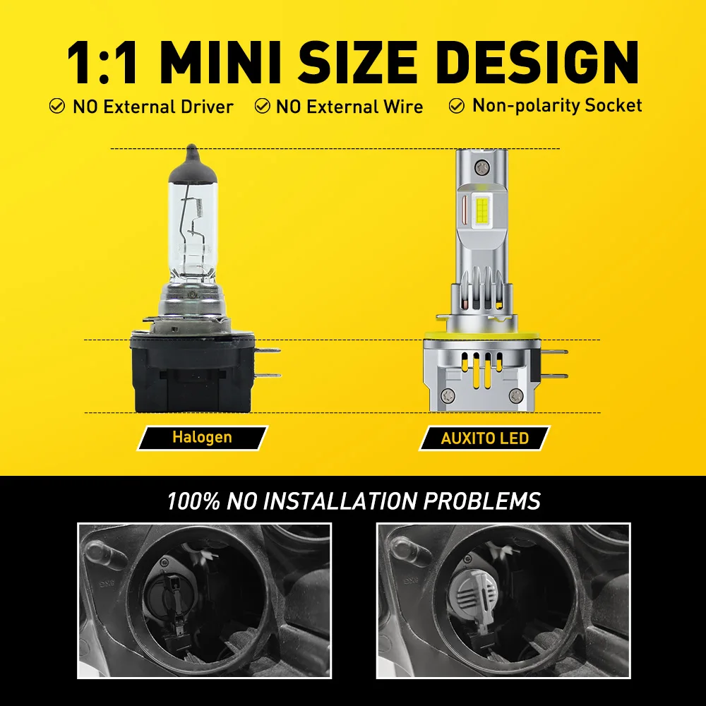 AUXITO 2x H8B H9B H11B LED 헤드라이트 전구 DRL 캔버스 포드 피에스타 현대 기아 스포티지 3 포르테 2011 H11B LED 안개등 터보