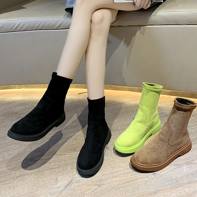 Afgrond restaurant Stereotype Comemore Sok Laarzen Vrouwen Schoenen Booties Vrouw Lage Hak Platte Luxe  Herfst Dames Enkel Korte Laars 2022 Nieuwe Zwart gratis Verzending -  AliExpress