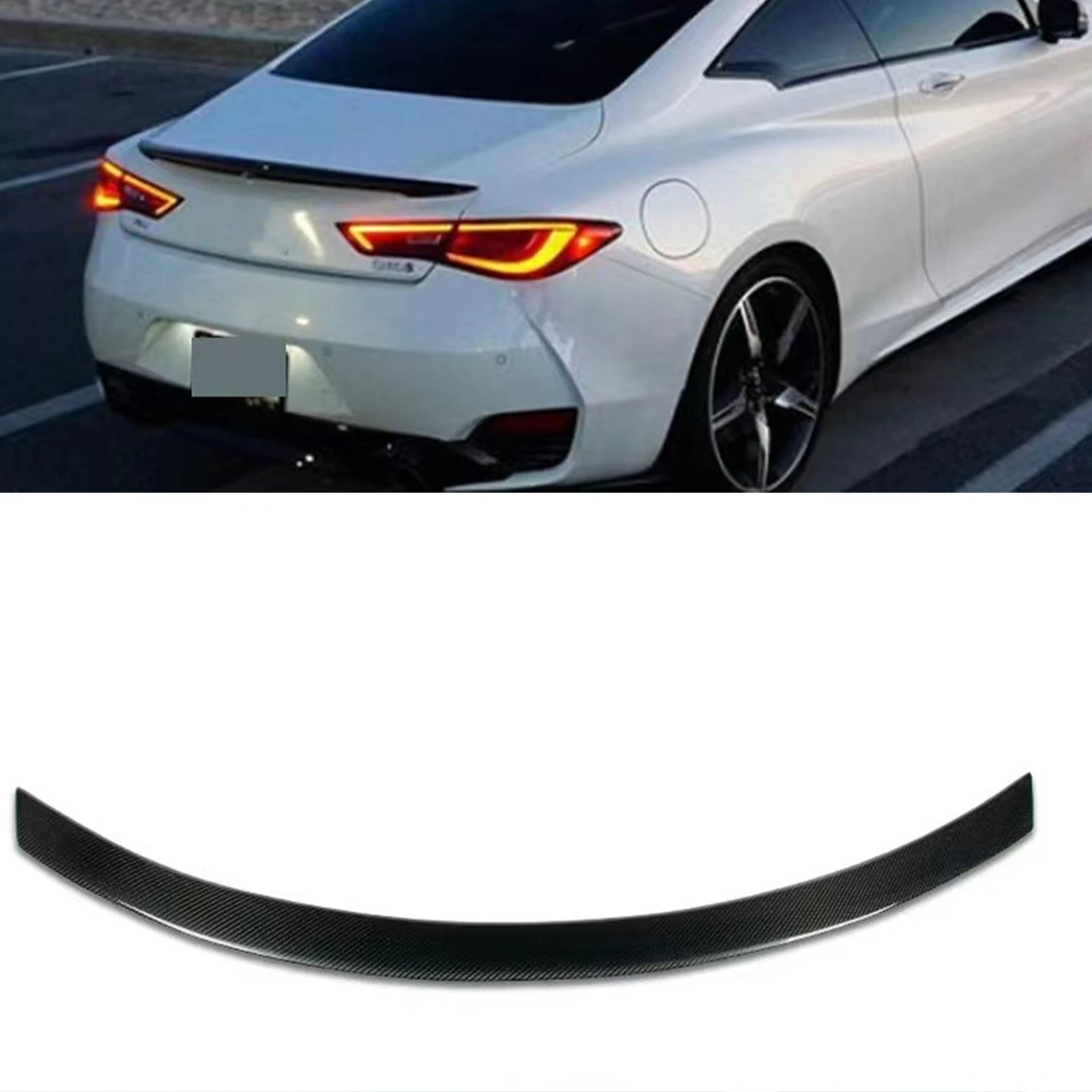 

Carbon Fiber Car Rear Trunk Spoiler Lip Wing Tailgate Lid Flap Splitter Lip Auto Part For Infiniti Q60 Q60S Coupe 2017-2022