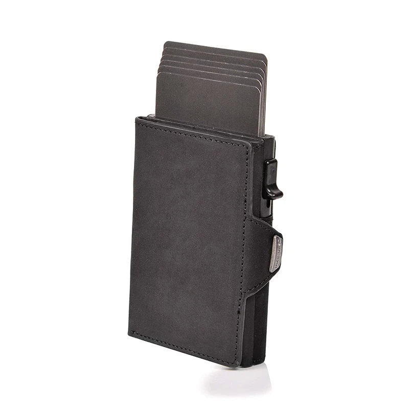aliexpress.com - Vintage Crazy Horse Leather Men Wallets Luxury  RFID Protection Mini Metal Wallet  Zipper Coin Pocket  for Men and Women