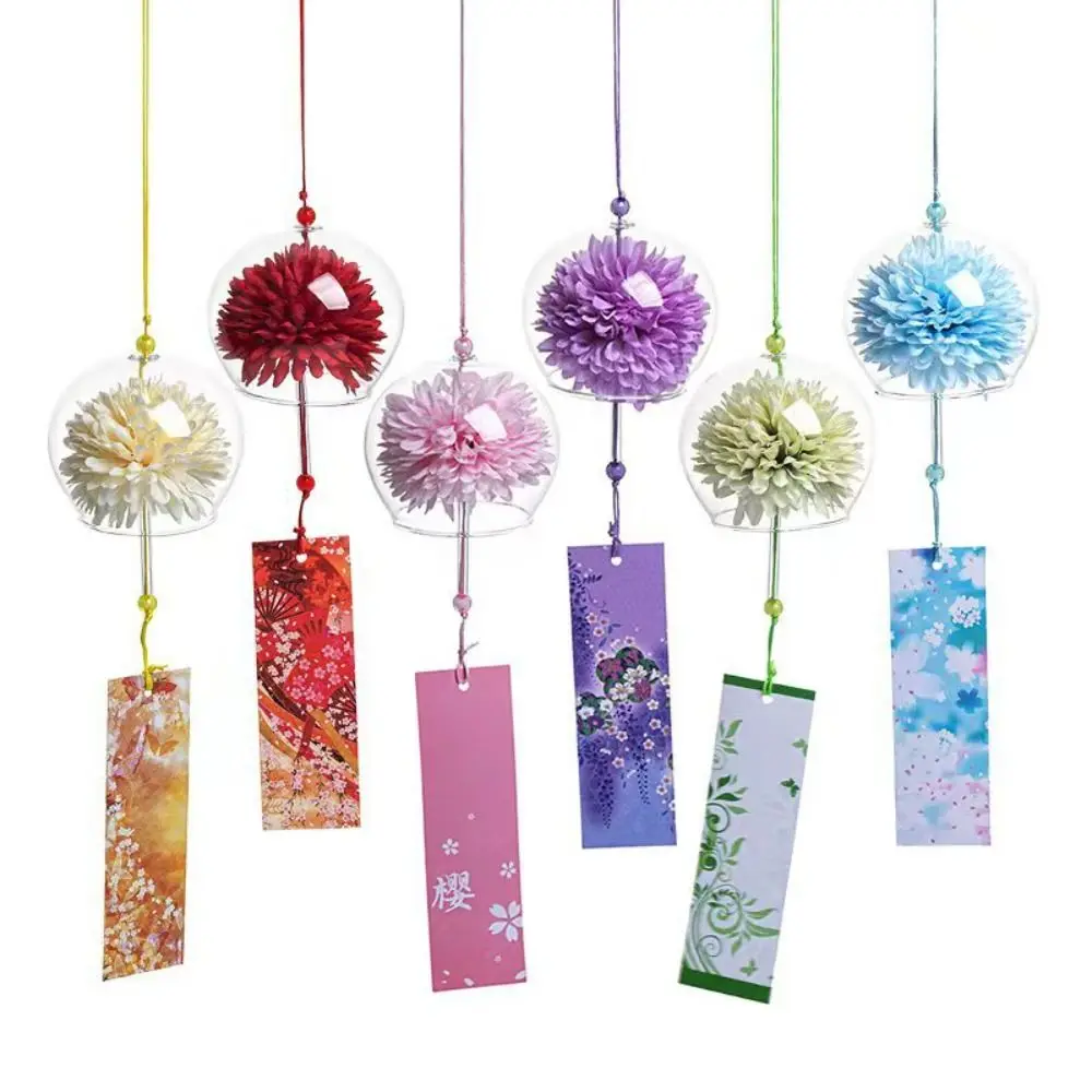 

Handmade Sakura Wind Chimes Photography Props Japanese Hanging Cherry Blossom Pendant Painted Glass Wind Bell Home Decor