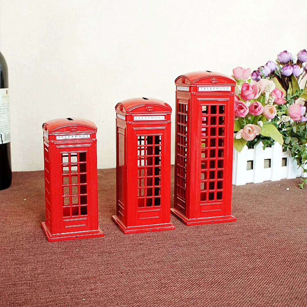 

London Telephone Booth Money Safe Box Metal Piggy Bank UK Souvenir Great Gifts for Kids Home Christmas Decoration Savings Can