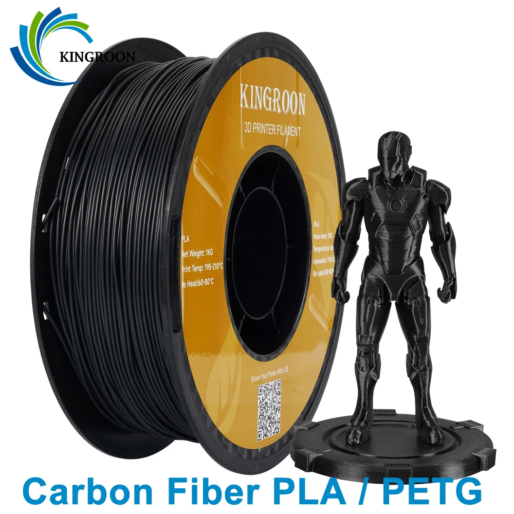 ألياف الكربون PLA/PETG خيوط طابعة ثلاثية الأبعاد 1 كجم 1.75 مللي متر طباعة سريعة PLA-CF خيوط PETG عالية القوة من ألياف الكربون لـ Bambu/K1C