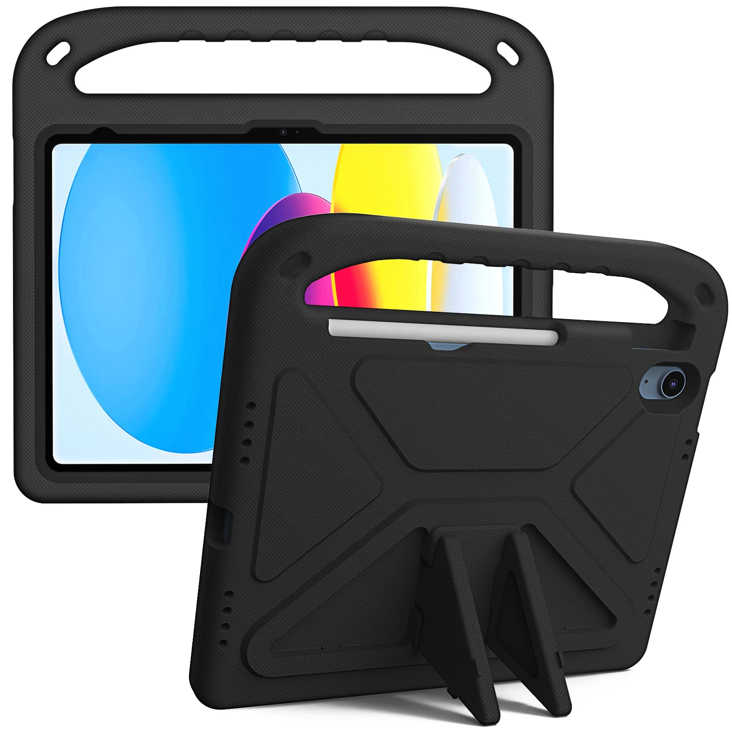 Children's Shockproof iPad Case with Handle, Built-in Stand, and Pen Slot