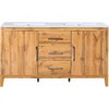 60" Double Bathroom Vanity with Sink, High Gloss Woodgrain Bathroom Storage Cabinet with 3 Hole Sink & & Drawers, Bath Vanity 6