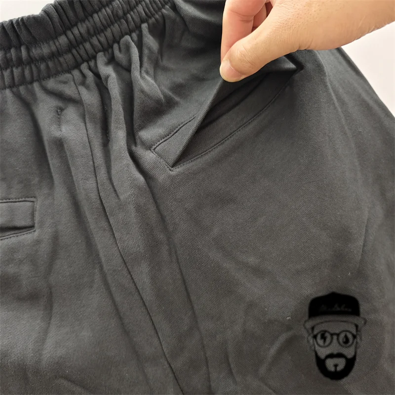 Free shipping pure cotton black summer askyurself fluorescent drawstring shorts ASK casual loose men's sports shorts