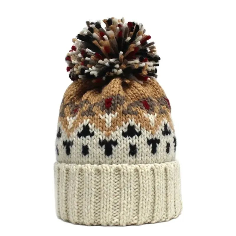 

Осенне-зимняя акриловая утепленная вязаная шапка с геометрическим рисунком зимняя теплая шапка шапочки шапка облегающая шапка для девочек и женщин 192