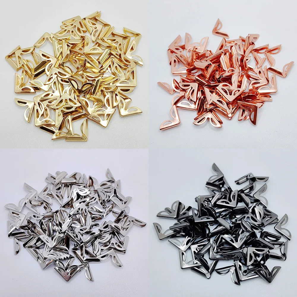 Books Scrapbooking Photo Albums Menus Corner Protectors 100PCS 16X16X5mm Metal 4 Colors Corners Metal Crafts DIY Ornament book corner protector photo corner protector