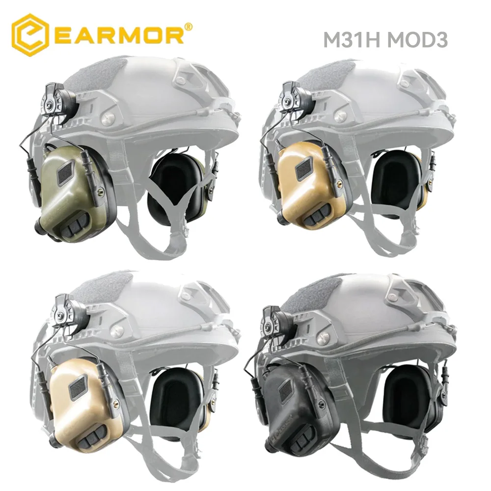 

For FAST Helmets Adapter EARMOR M31H MOD3 Tactical Headset Noise Canceling Hearing Protection Headphone Softair Aviation Headset