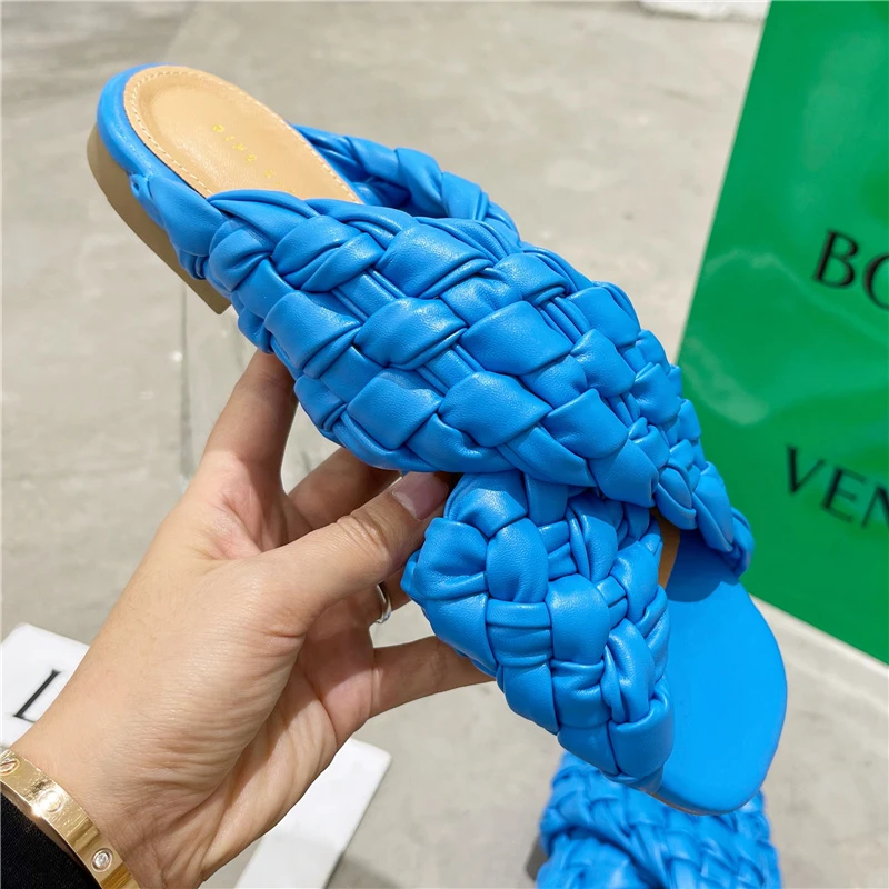Sandalias planas de plataforma para mujer, chanclas azules fetichistas, chanclas suaves para playa y exteriores, de diseñador de lujo, 2022| | -