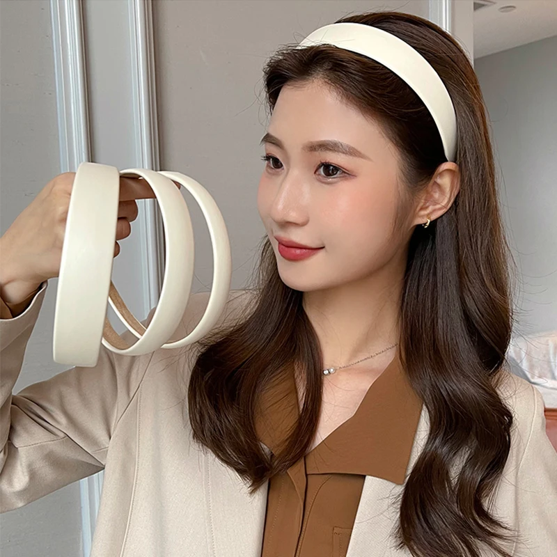 Hair Bands for Women Korean Style Wide-brimmed Sponge White