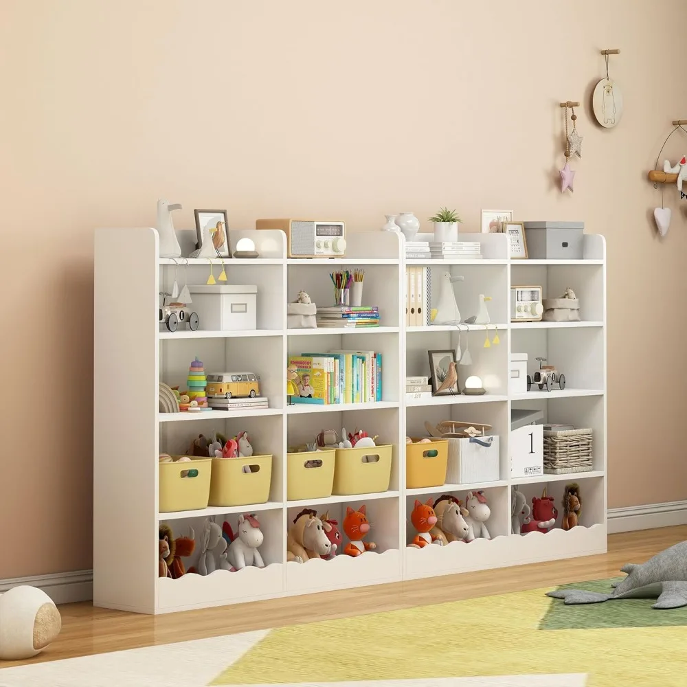 Kids Bookshelf and Toy Storage-Classroom Toy Storage Organizer with 10 Cube, Kids Bookshelf Bookcase for Living Room