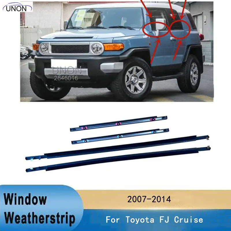 

4Pcs Window Weatherstrip Side Door Outer Glass Moulding Trim Seal For Toyota FJ Cruiser 2007-2014