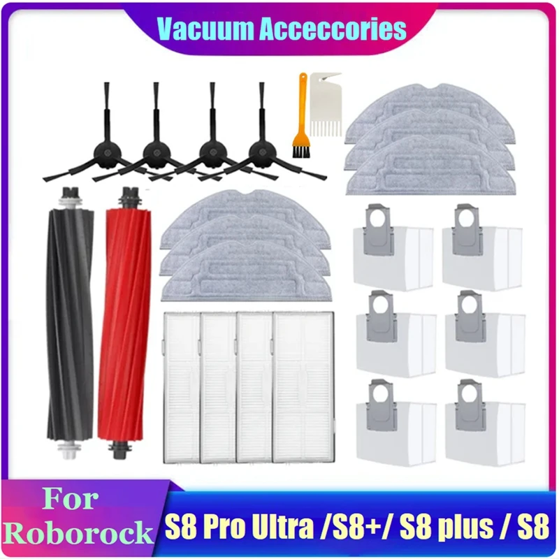 

Набор запчастей для Roborock S8 S8 Pro Ultra S8 +, Роботизированные Вакуумные основные и боковые щетки, насадка на швабру, фильтры, пылесборники