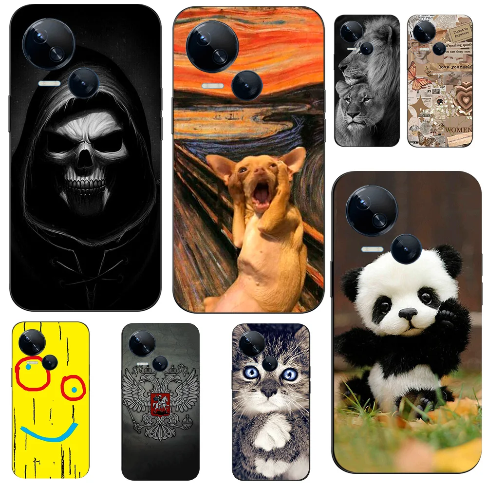 Custodia Per Tecno Spark 10 5G (K18) Cover Posteriore In Silicone Per Telefono Custodia In Tpu Nero Per Auto Fiore Gatto Divertente