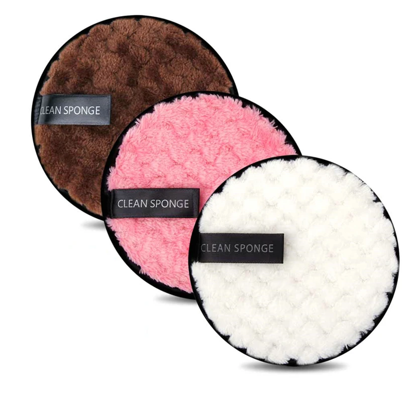 3 Pcs Fiber Makeup Remover Pad Reusable Face Clean Sponge Cloth Towel Cosmetic Puff Makeup