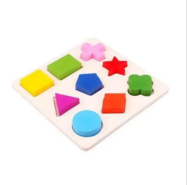 Sale Geometric Shape and Color Matching Toys Wooden 3D Puzzles Baby Montessori Early Educational Learning Toy for Children 6