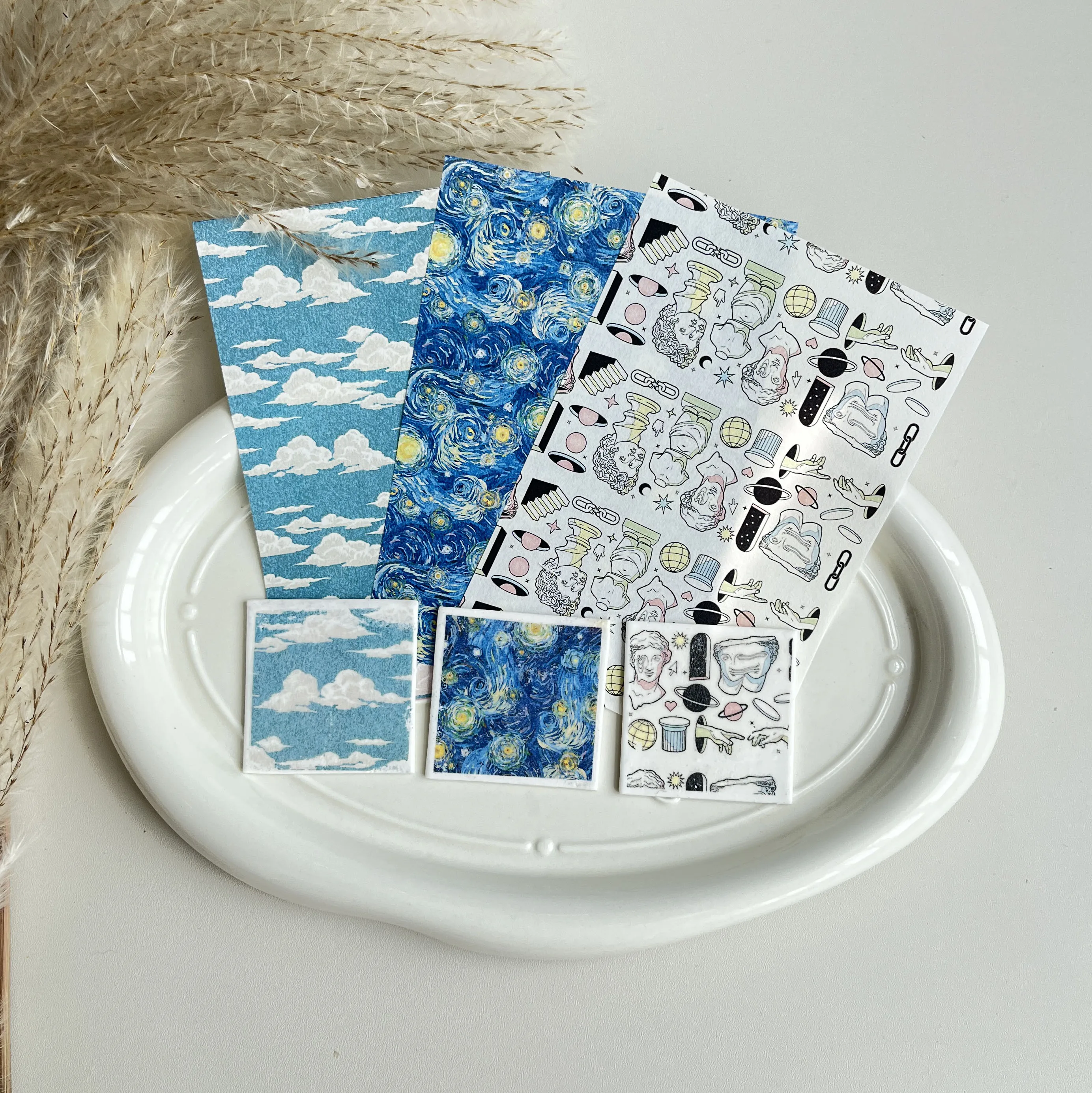 Polymer Clay Tools Ceramic Transfer Paper Art Series Soft Pottery Special Watercolor Transfer Paper Idyllic DIY Earrings Jewelry Coloring Color Sticker Polymer Clay Tools