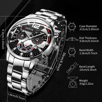Fashion Men's Watches Stainless Steel Band Analog Quartz Wristwatch with Calendar 6