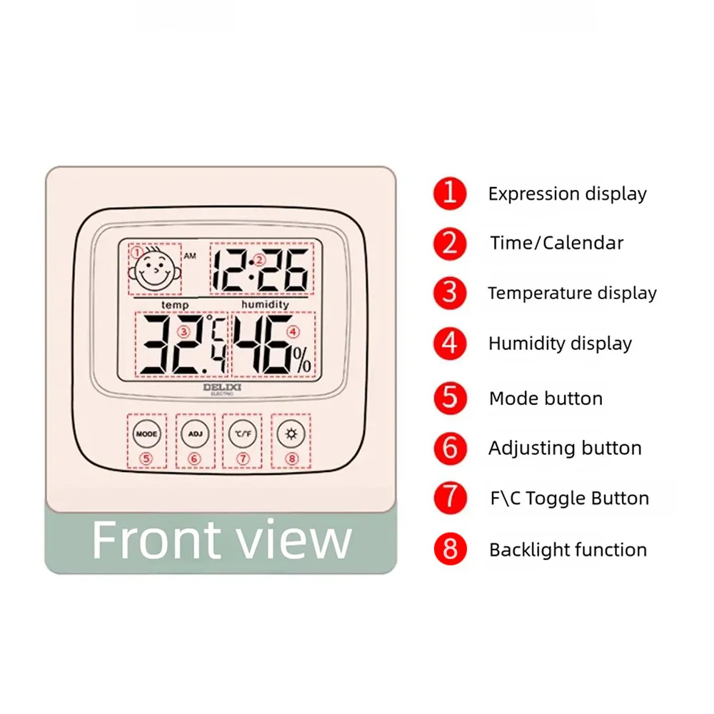 Household baby room Temperature and Humidity Meter Backlight LCD digital screen Wall-mounted or Standing High-precision Meter