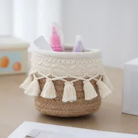 Handmade Woven Cotton Rope Woven Storage Basket Desktop Organizer Sundries Toys Comestics Keys Snacks Box Sundries Organizer 5