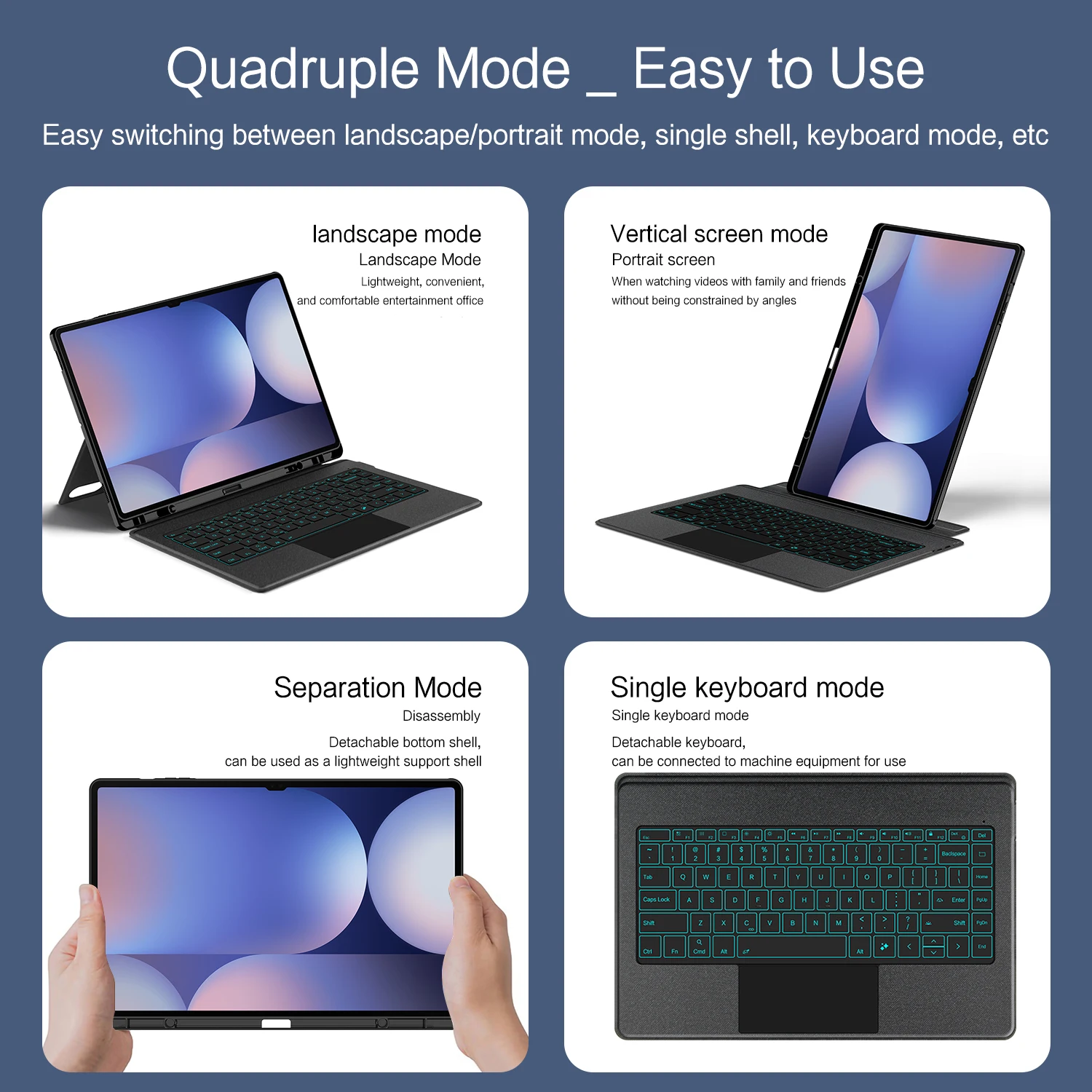 Magic Keyboard for Samsung Galaxy Tab S10 Ultra & S9 Ultra 14.6 inch Tablet Keyboard Case Detachable Book Cover Backlit Trackpad