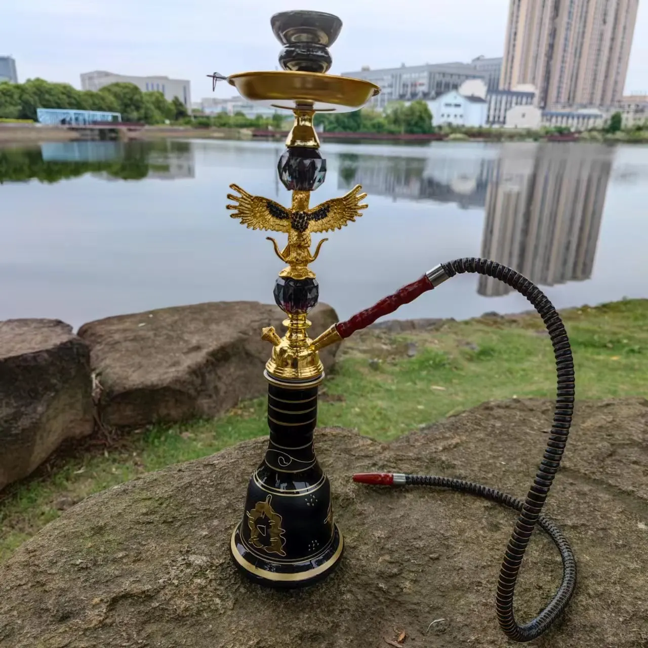 Resin Stainless Steel Hookah Set with Glass Bottle Bongs in Australian