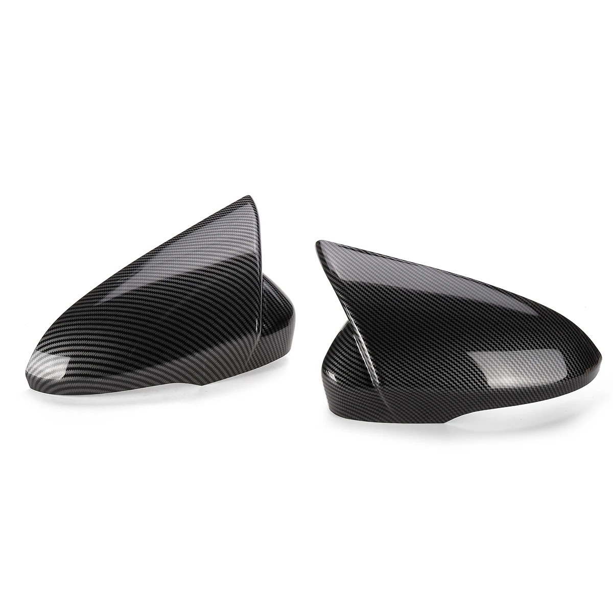 Glossy Black / Carbon Look Pair Side Wing Mirror Caps Covers Add-On For Ford Mondeo MK5 2014-2019 MKV 5 Rearview Mirror Cover