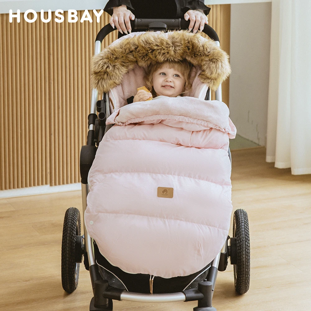 Stroller Footmuff Winter Baby Sleeping Bag In Pram Removable Thicker Fur  Collar Warm Flannel Newborn Cocoon Baby Envelope