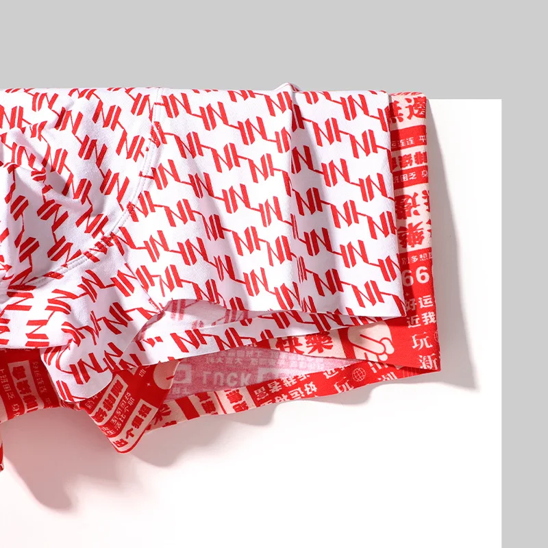 CMENIN 3pcs Cotton Men Boxershorts Nature Year Red Print Men's Panties 7A Antibacterial Men Underwear  Boxer Shorts Underpants