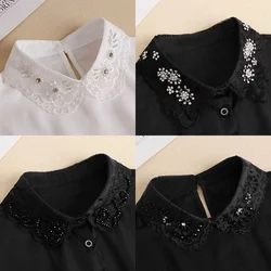 Autumn Winter Girl Multi-functional and Versatile False with Sweater Decoration Shirt Collar White