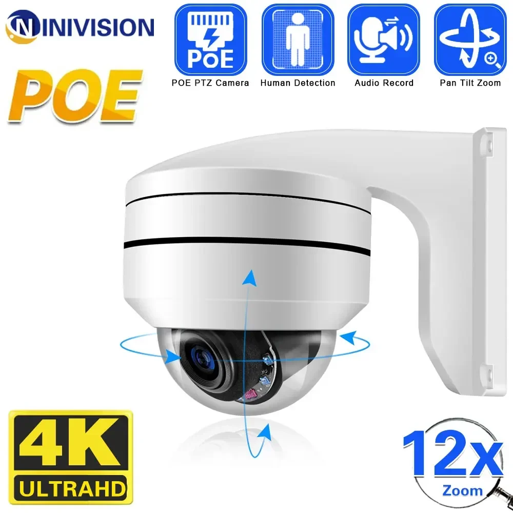 

8MP PTZ POE Camera 12X Optical Zoom Ai Human Detection Alarm Vechicle Detection Night Vision 80m Video Surveillance CCTV Camera