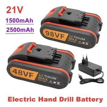 100% new Original 21V 1500mAh,2500mAh,rechargeable lithium-ion battery,suitable for electric tools, pistol drills, screwdrivers