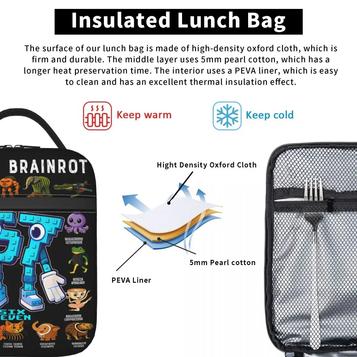 Lunch Boxes 67 Six Seven 6-7 Funny Italian Brainrot Merch Food Box INS Trendy Thermal Cooler Bento Box For School - 6