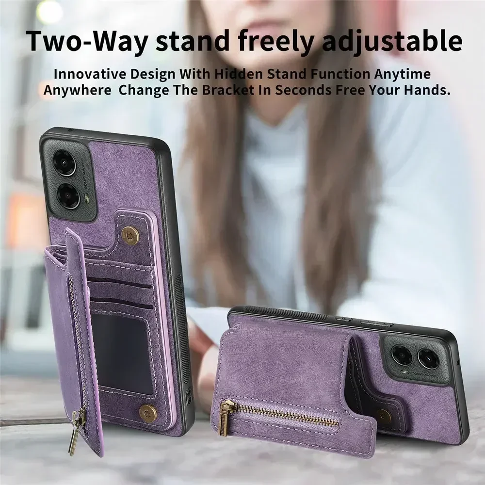 Zipper Leather Wallet Case with Card Holder