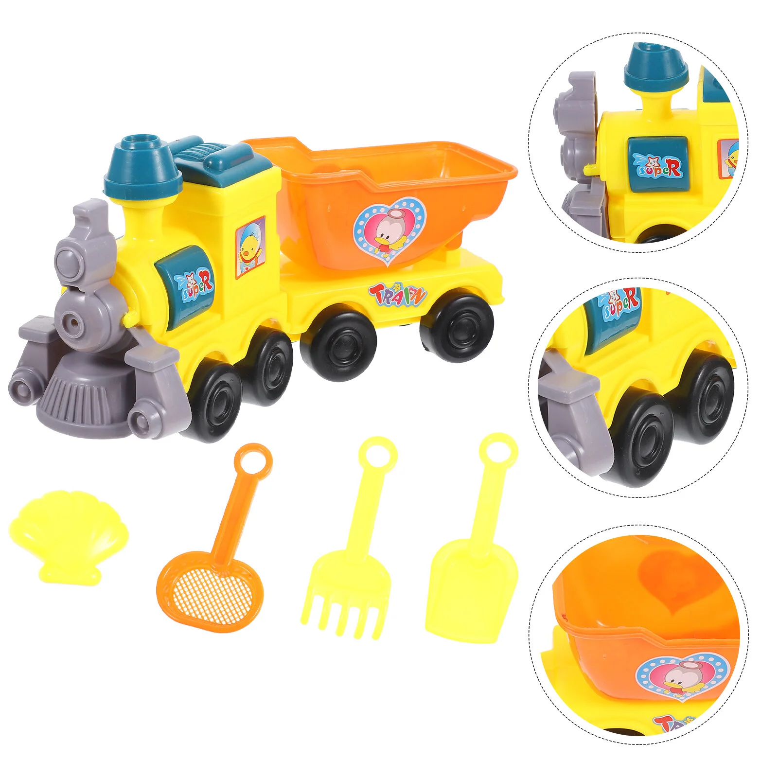 1 Set of Funny Beach Digging Toy Mini Cartoon Train Toy Kids Sand Playing Toy Beach Party Accessory