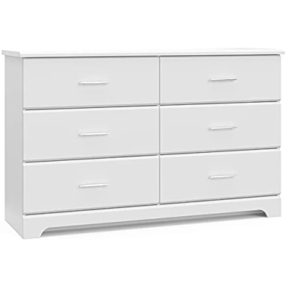 

Storkcraft Brookside 6 Drawer Double Dresser (White) – GREENGUARD Gold Certified, Dresser For Nursery, Chest Of Drawers