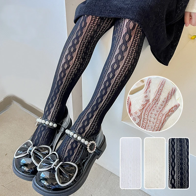 

Летние модные сетчатые колготки для девочек, ажурные колготки, женские чулки, эластичные дышащие ажурные тонкие детские колготки принцессы