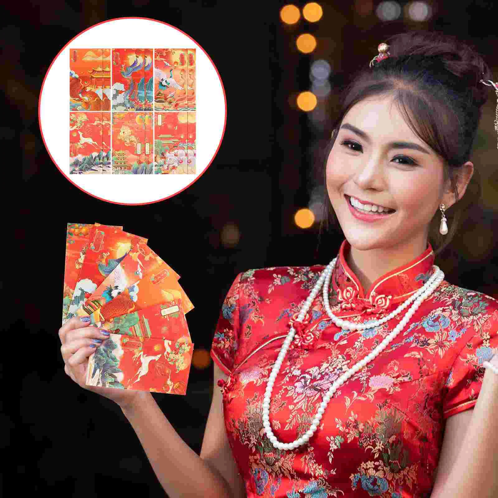 

6/12pcs Chinese Red Envelope New Year Hongbao Lucky Money Pocket Spring Festival Wedding Red Packet Money Pouches