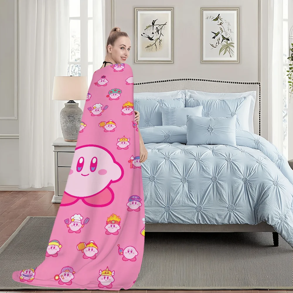 Cartoon K-Kirby Cute Game Blanket Soft Plush Nap Sofa rug for Living Room Warm Office Bedroom Birthday Home Travel Kid Gifts 5