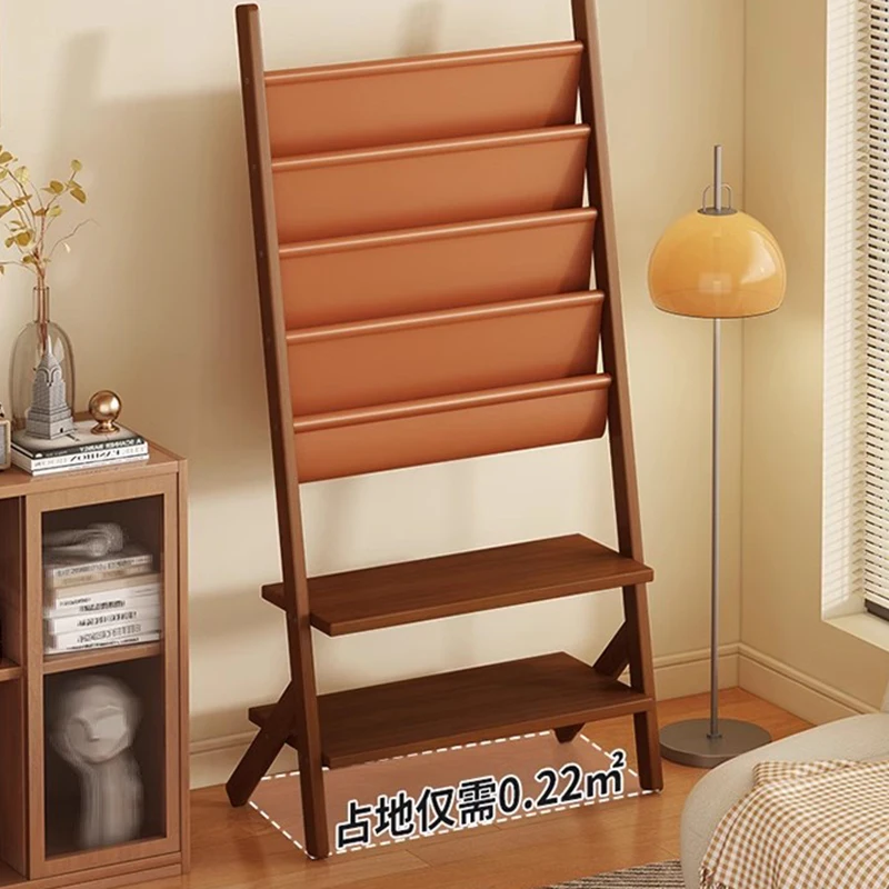 Vintage Floor Standing Magazine Rack Newspaper Organizer Kids Picture Book Display Wall-Mounted Literature Shelf Furniture FYMR