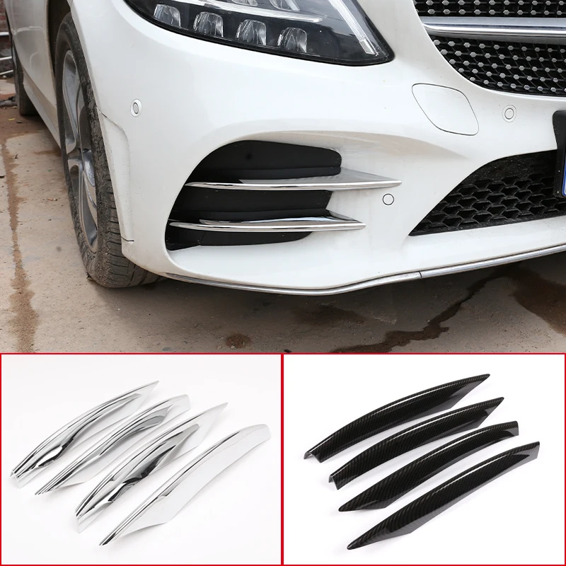 

Для Mercedes Benz C Class W205 2019 2020 2021 ABS автомобильный Стайлинг передняя противотуманная зеркальная Декоративная полоса воздухозаборная крышка решетки отделка