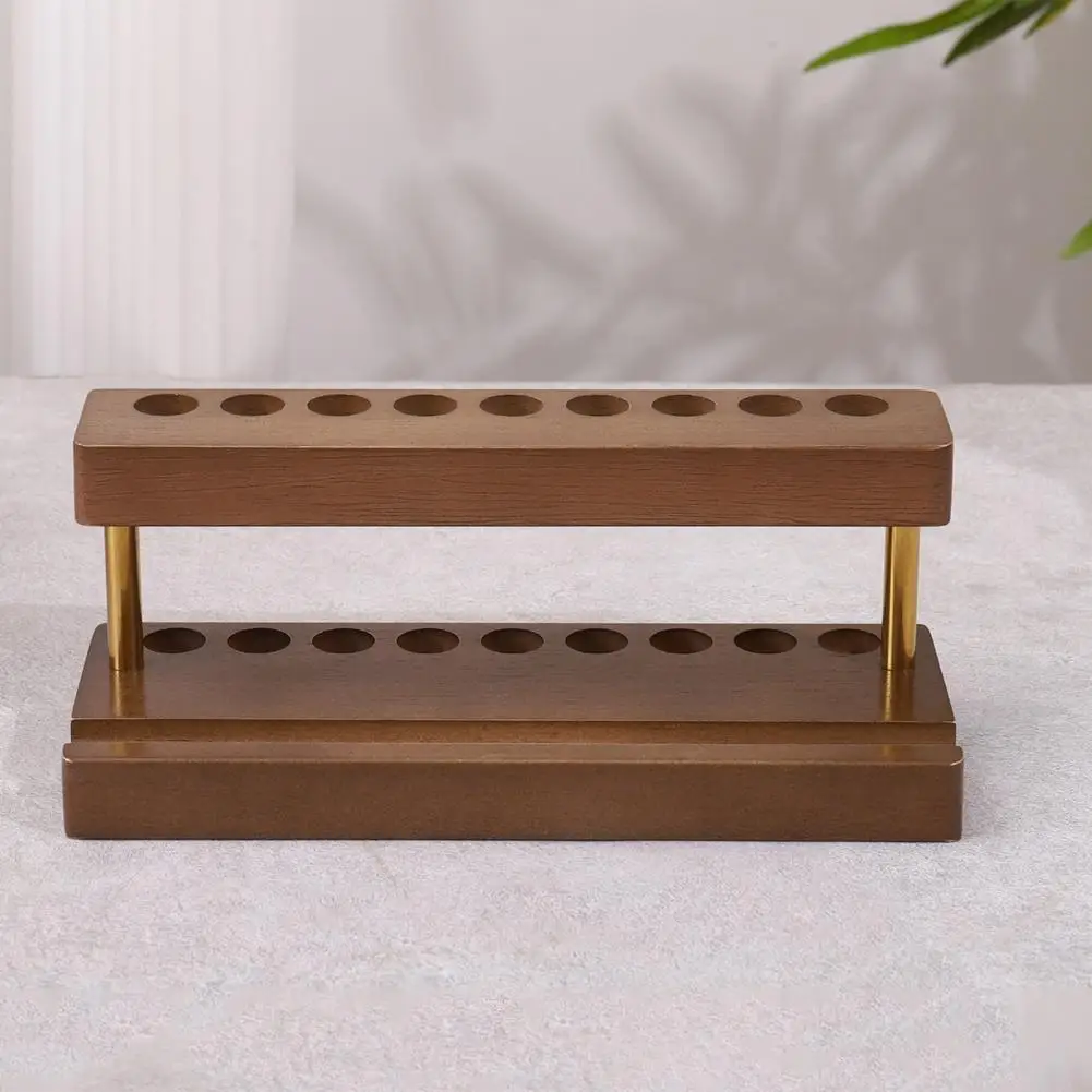 Wood Pen Holder 9 Slots Cell Phone Stand Aesthetic Organizer Natural Wood Grain Pen Stand Minimalist Office Decor 3