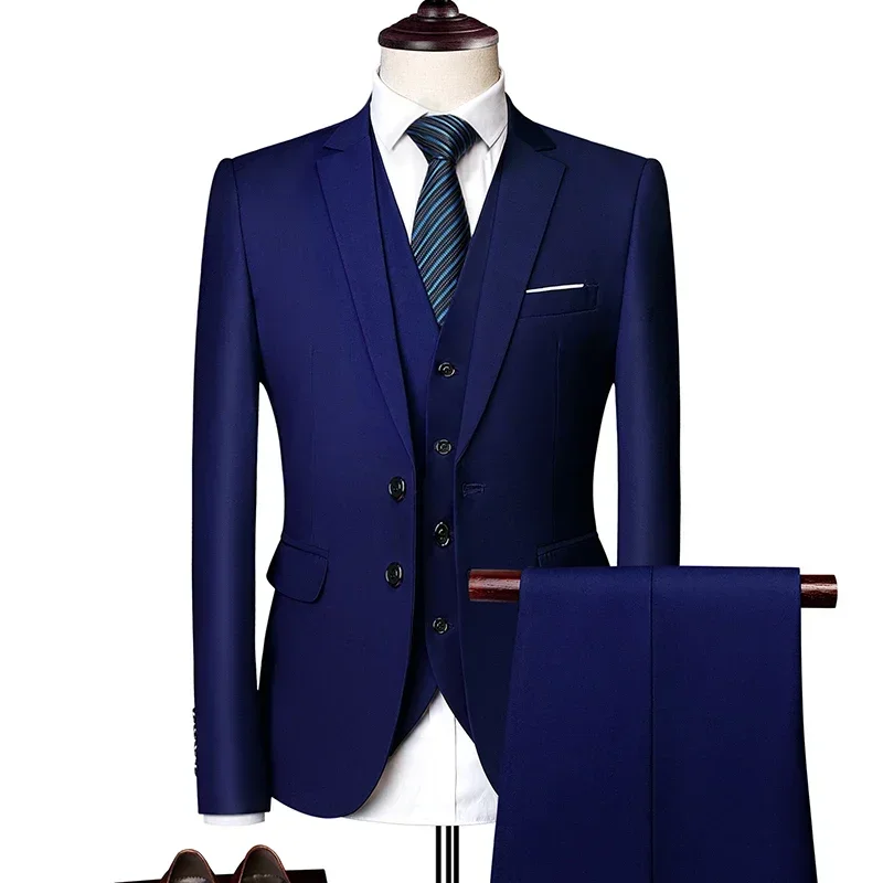 

Men's Business Casual Suits Sets / Men Three Piece Suit Three Separate Set / Male Vest+Blazers+Pants Plus Size 6XL Suit Coat